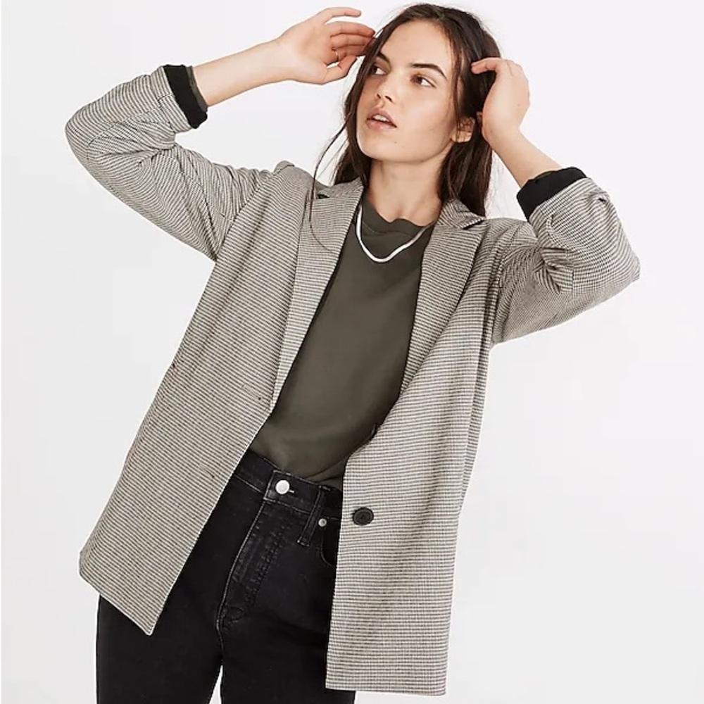 Madewell Dorset Oversized Two Button Houndstooth Blazer